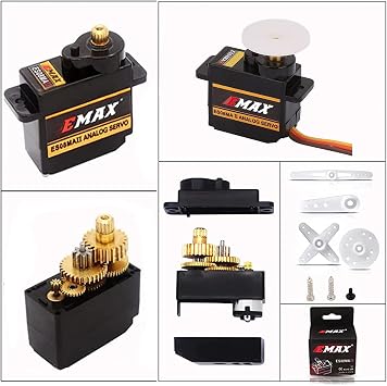 Tiny Hawk EMAX ES08MA II 2.0KG Metal Gear Servo Motor Set High Speed Servo Analog Gear for RC Helicopter Airplane Boat Car Robot Controls