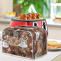 Vista 4 de JEOCODY Funda para tostadora para hacer pan con asa, impresión temática de café, ranura ancha, protección contra el polvo