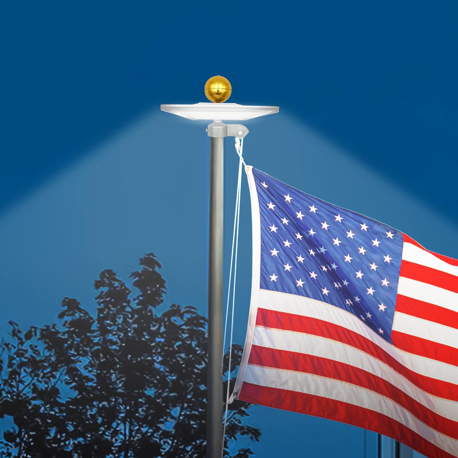 Flag Pole Light Solar Powered | 320LED 3000LM Flagpole Solar Light | 100% Coverage Flag | IP65 Waterproof | Light Up American Flag Outdoor with Solar Flag Pole Light from Dusk to Dawn