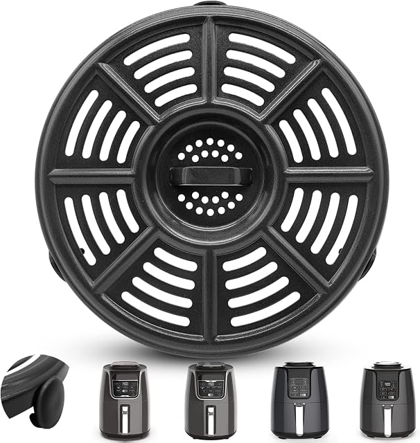 Air Fryer Replacement Tray for Ninja AF101 4 QT AF161 Max XL AF150 XL Air Fryer, 8.2'' Round Food Grade Air Fryer Grill Pan Grill Plate Crisper Plate Parts Accessories Rack,Dishwasher Safe