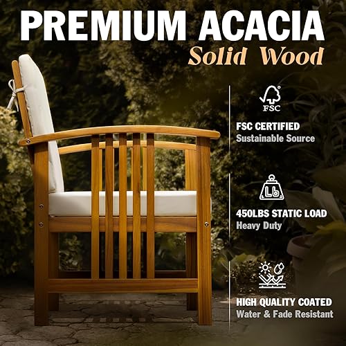 Miniatura 3 de Idzo Juego de 2 sillas de club de madera con mesa auxiliar