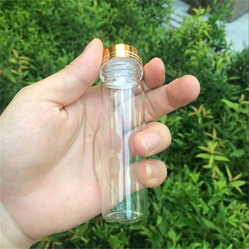 Miniatura 6 de Botella de vidrio vacía de 12 unidades con tapa de rosca de color dorado de aluminio, contenedor de regalo líquido sellado de alimentos (12, 1.7fl