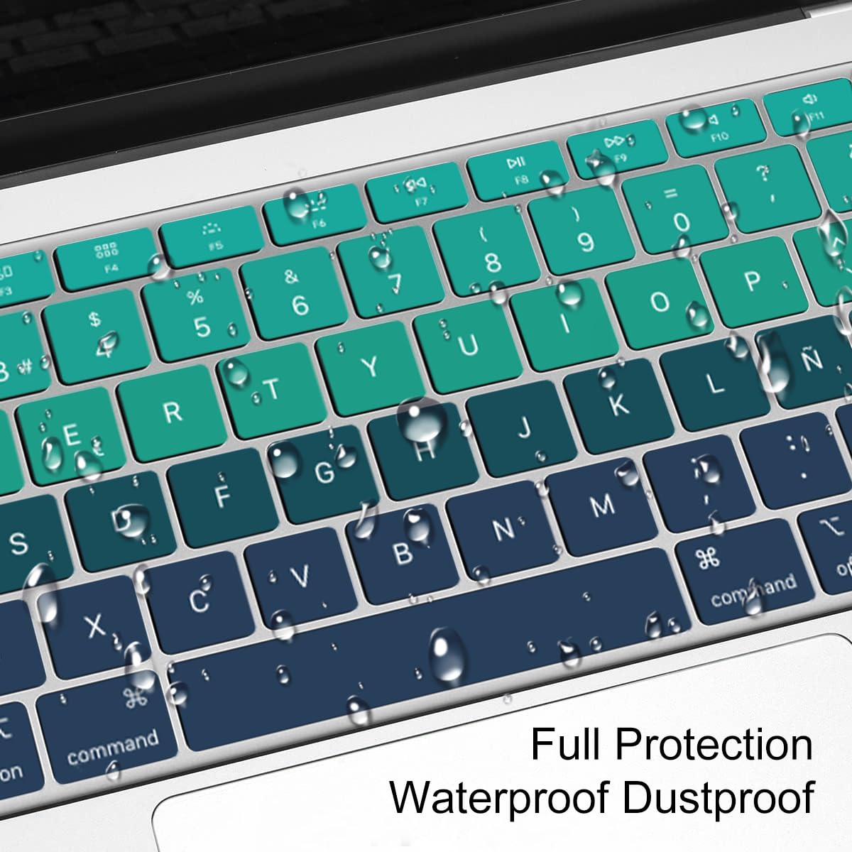 Cubierta de teclado ESP A2179 de silicona protectora de teclado para MacBook Air de 13 pulgadas con Touch ID A2337 M1 Chip Diseño europeo (versión 2020), color verde degradado