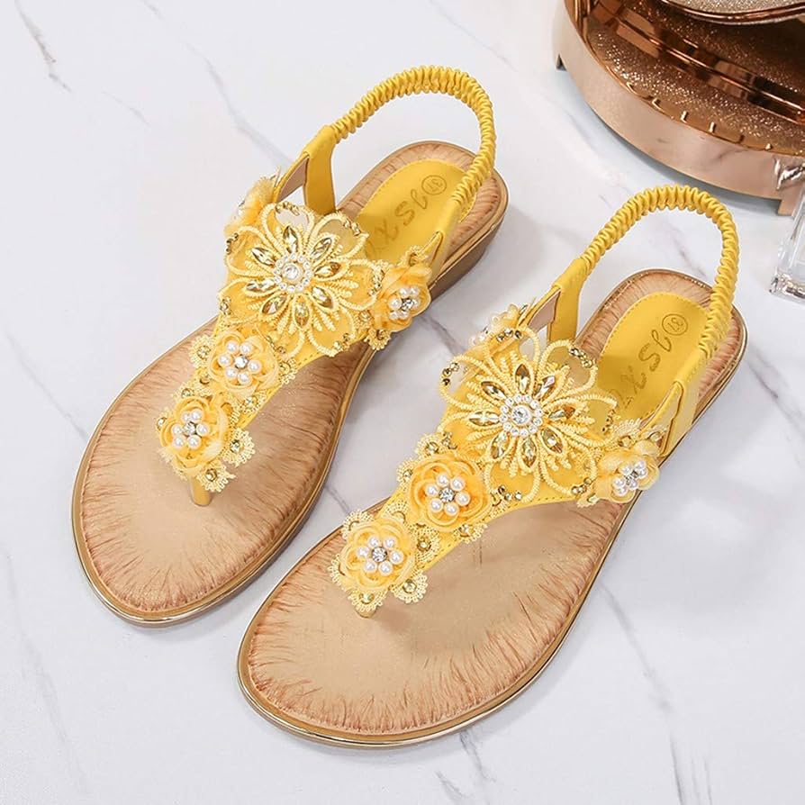 Amazon.com: Lady Pearl Flower Sandals for Women Flip Flops