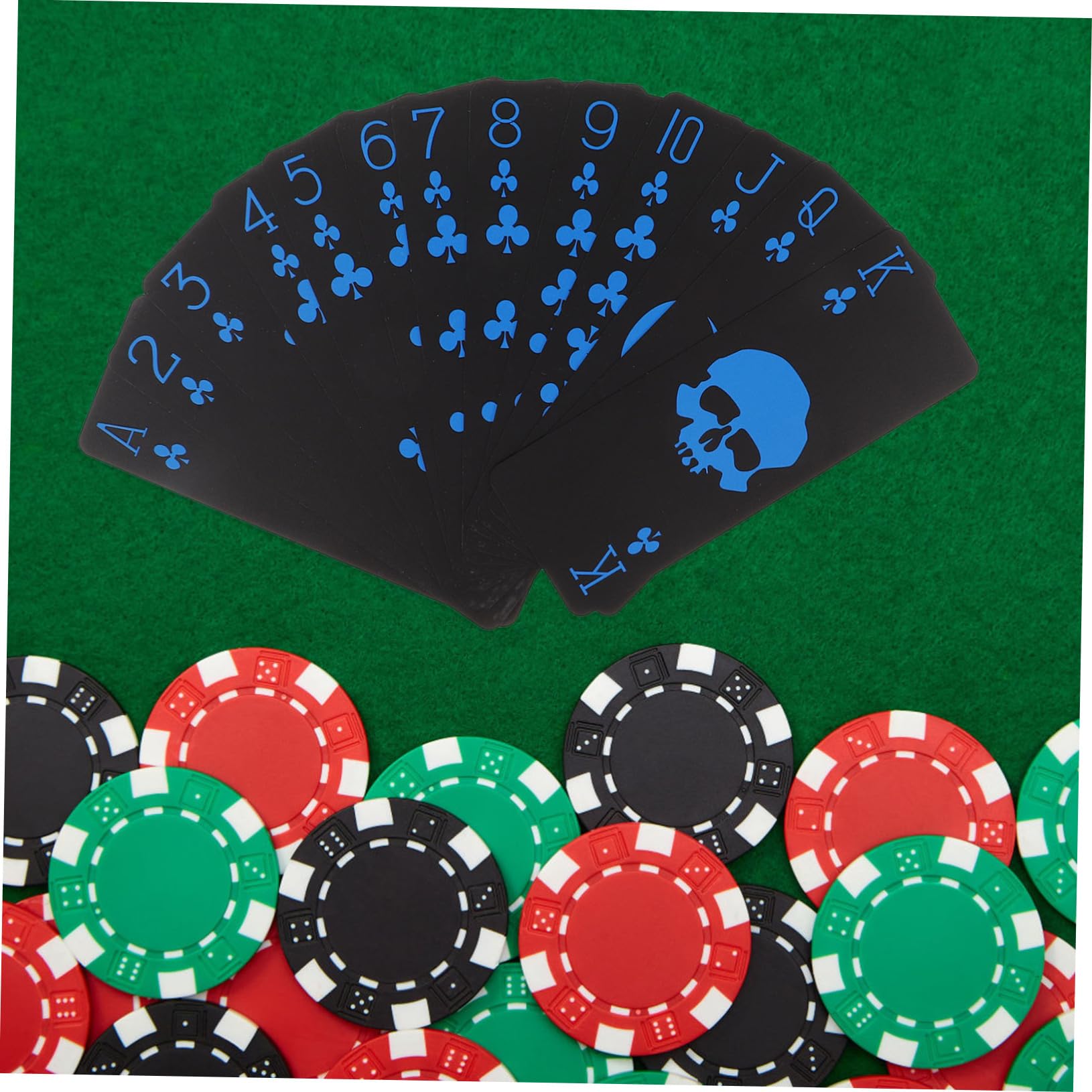 TOYANDONA Carte Da Gioco Nere in Pvc Di Carte Da Poker Design Teschio Rosso e Blu Resistenti Schizzi Per Giochi Di