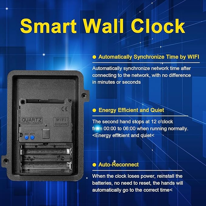 Reloj de Pared Inteligente WiFi 10 Pulgadas Analógico Silencioso Ajuste Automático miniatura 9