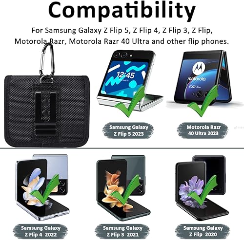 Miniatura 2 de Miimall Funda para Samsung Galaxy Z Flip 7 6 5 4, funda de nailon para teléfono con clip para cinturón para Samsung Galaxy Z Flip 76543, funda para