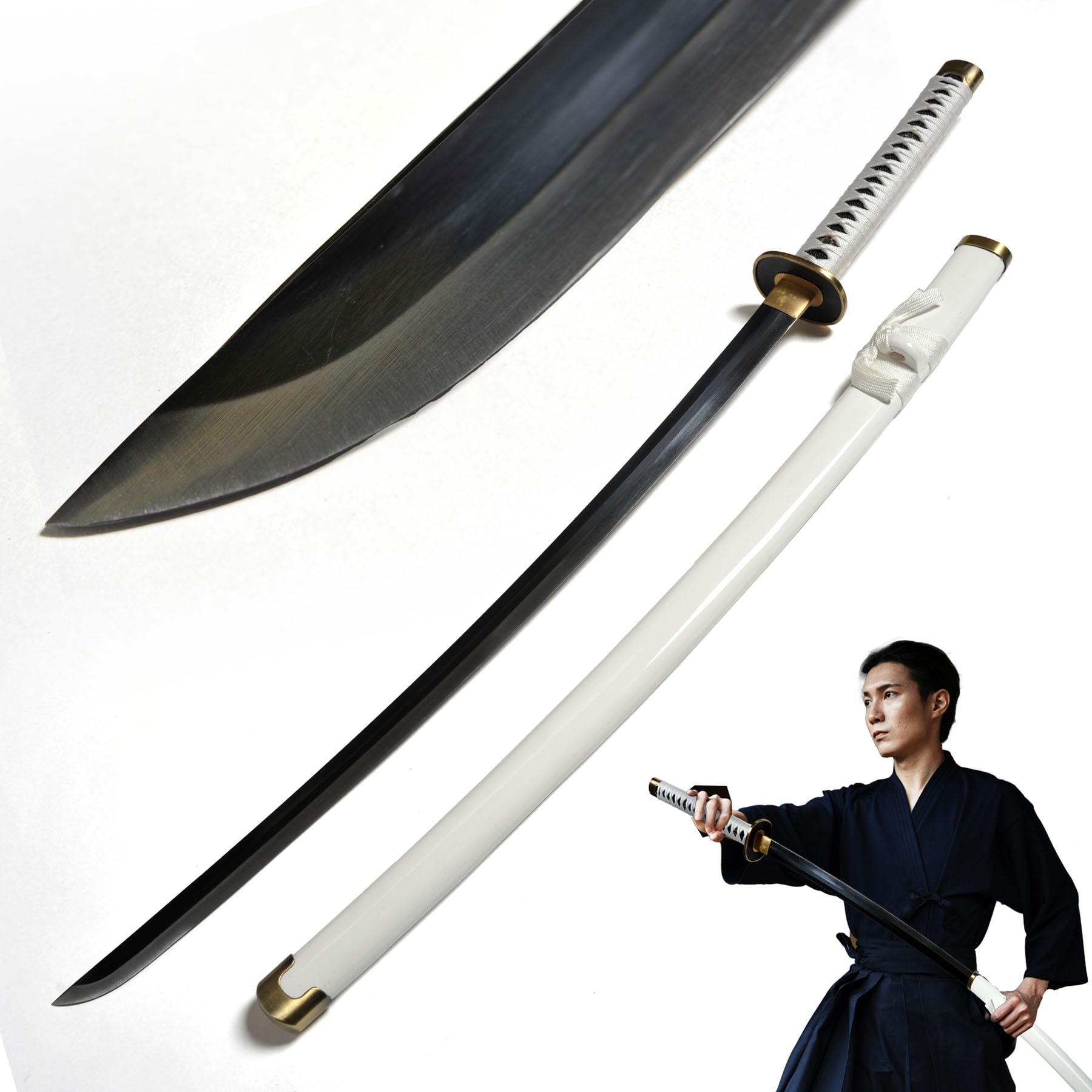Swords and more Wado-Ichi-Monji von Roronoa Zoro Katana - Handgeschmiedet - One Piece Schwerter Wado Ichimonji, Metall Schwerter aus Carbon Stahl mit Scheide 101 cm, Zoro Schwert für Zoro Cosplay