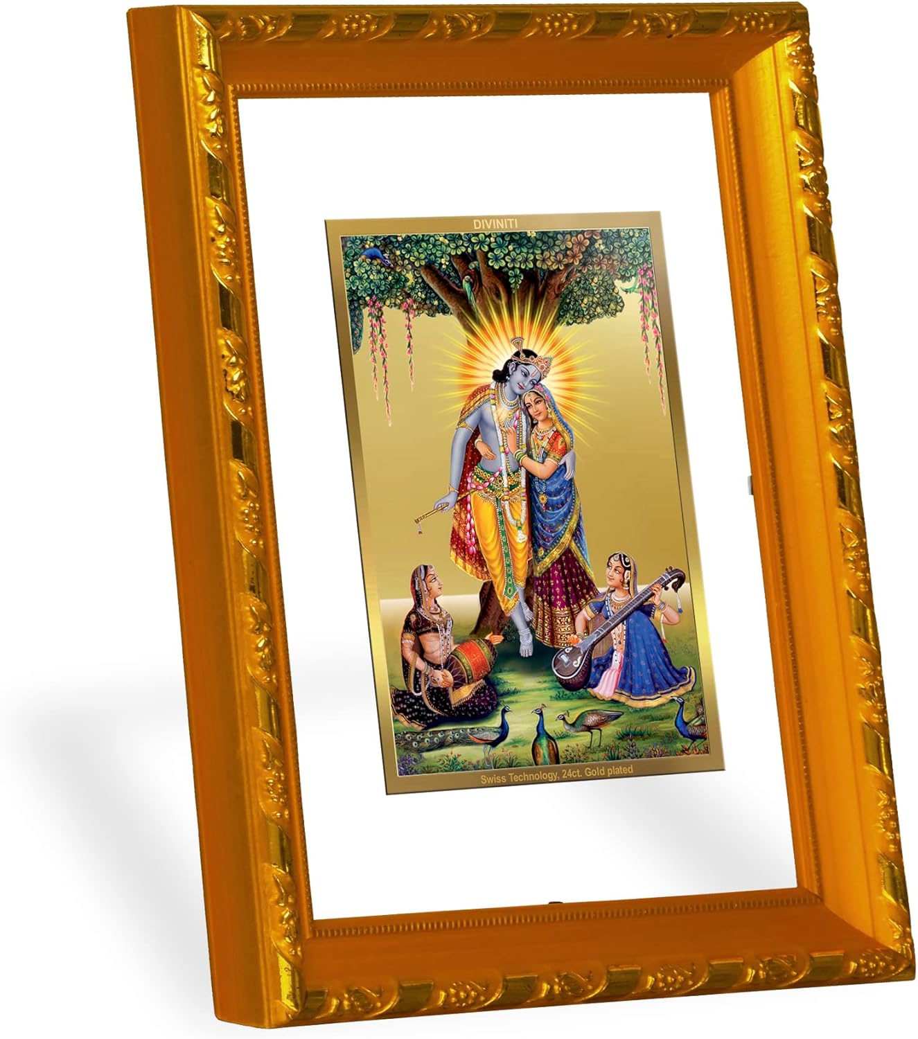Diviniti Radha Krishna 金メッキ 壁フォトフレーム テーブル装飾 DG Frame 103 サイズ 2 24K