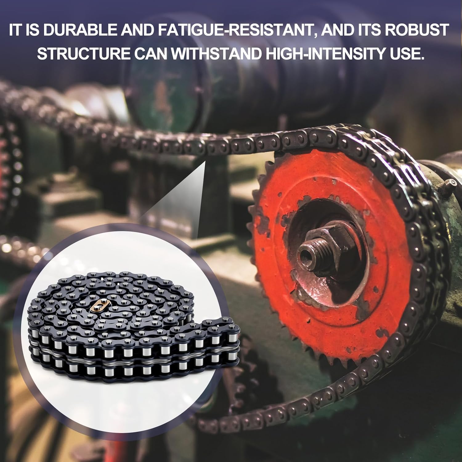 50-2 Roller Chain Double Strand Duplex 10 Feet with 5 Connecting Link for Gate Openers Machine Equipment