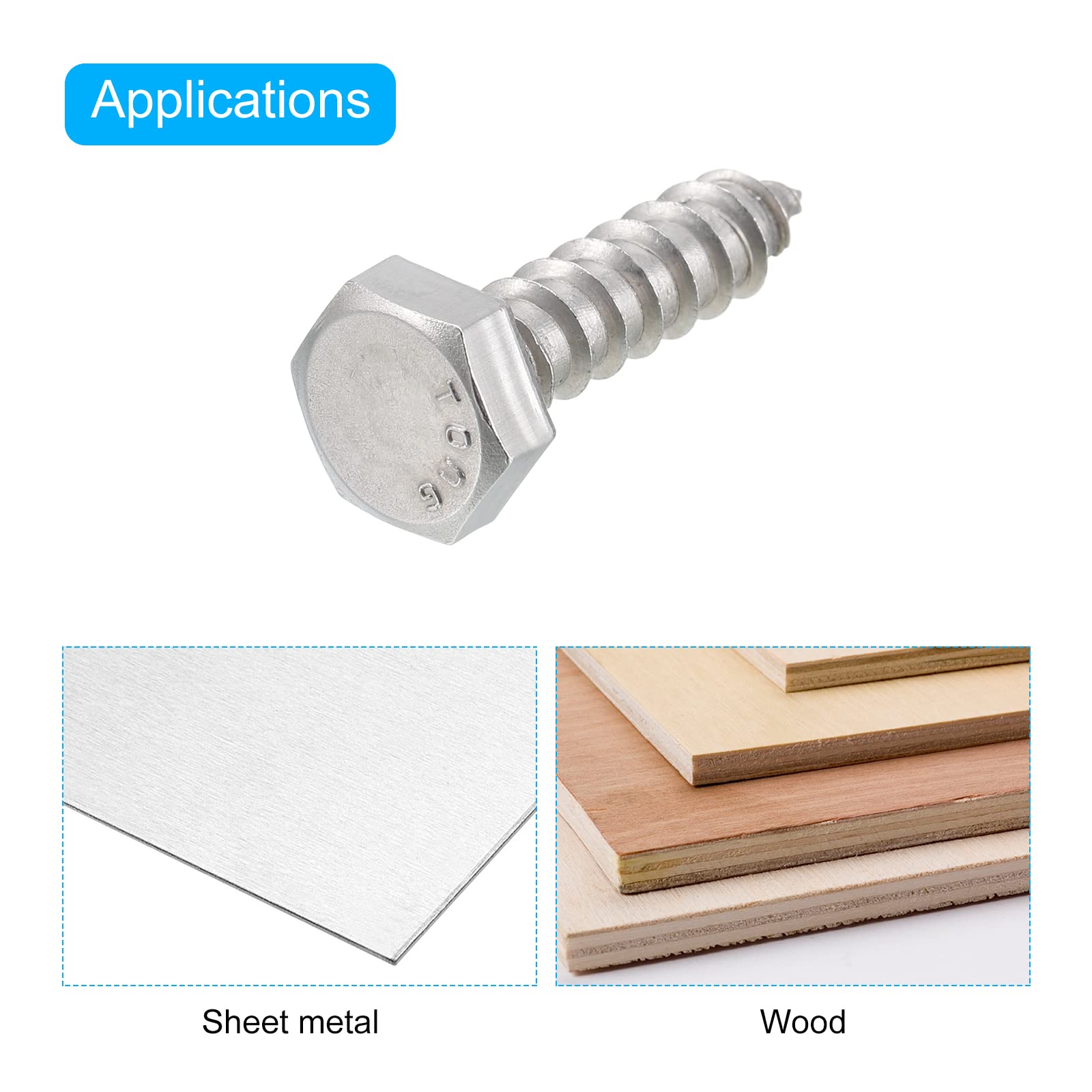 SG TZH - Viti Per Lamiera, 100 Pezzi, In Acciaio Inox 410, Viti - Foto 9