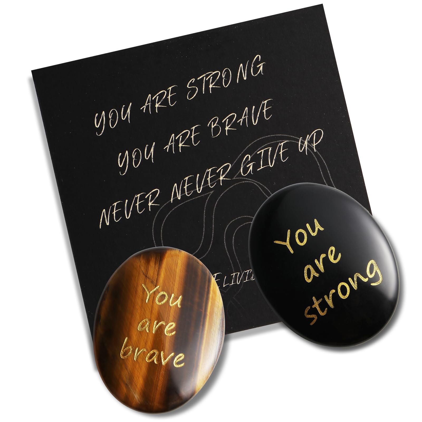 Elivida Healing Crystal Stone, Unique Birthday Gifts for Husband Dad Boyfriend with Card, Personalized Get Well Soon Gift for Him, Inspirational