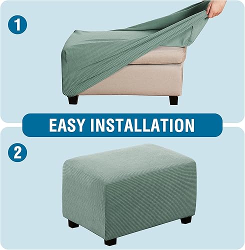 Vista 99 de H.VERSAILTEX Funda otomana elástica, funda otomana redonda, cubierta de almacenamiento otomana, funda protectora de muebles para reposapiés, ajuste