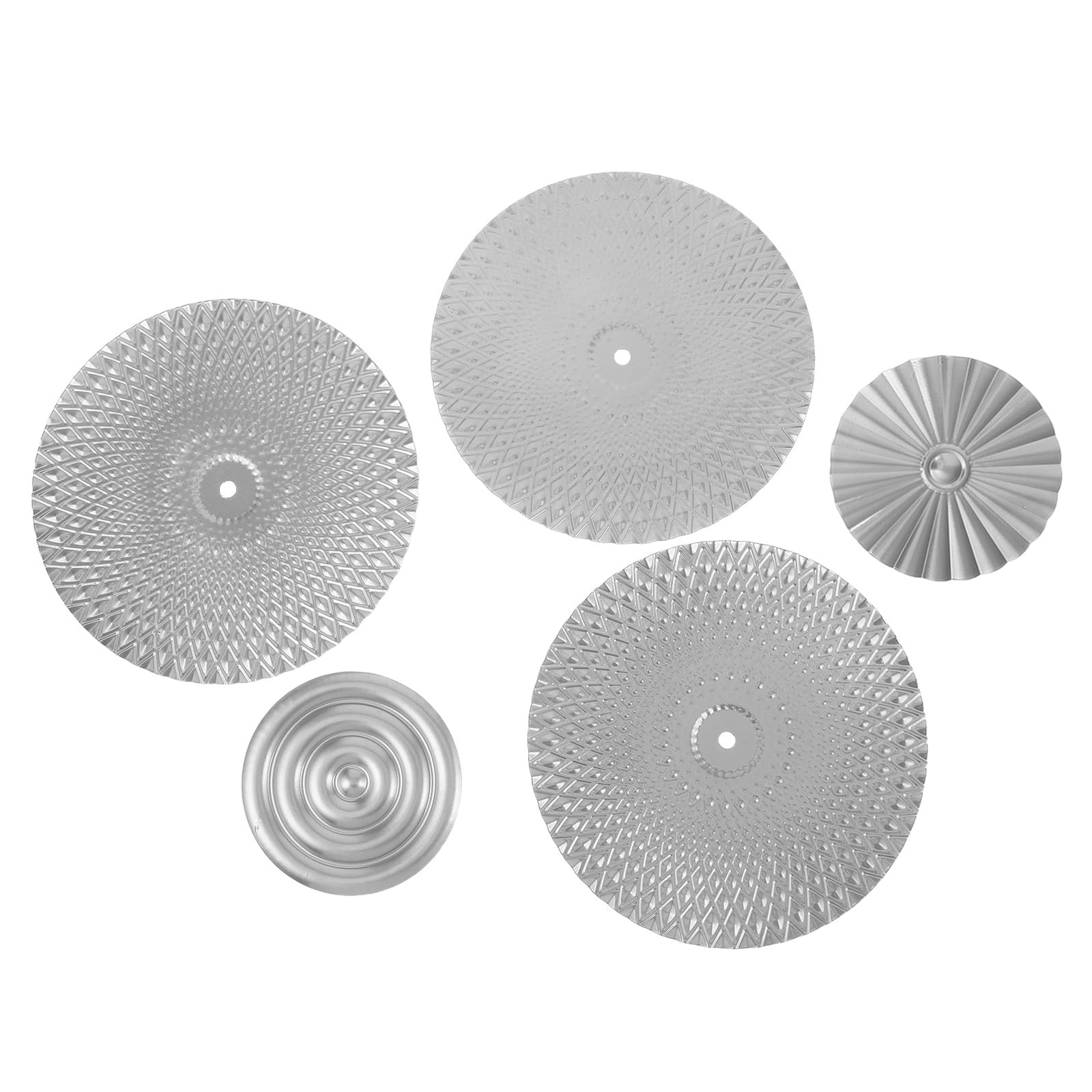 OSALADI 5 sztuk srebrnych metalowych dekoracji ściennych Sunburst - abstrakcyjna geometryczna rzeźba ścienna - dekoracyjna zawieszka do salonu, biura, korytarza, łazienki
