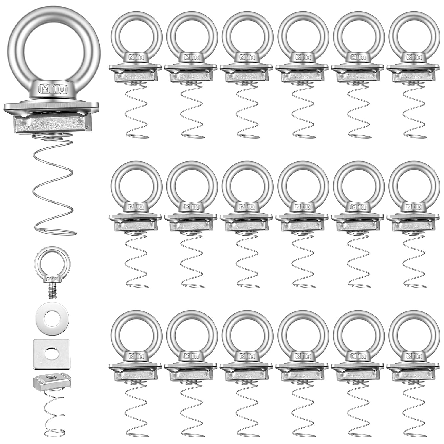 Landhoow 20 Pack M10 Strut Channel Nut Eye Bolt, Stainless Steel