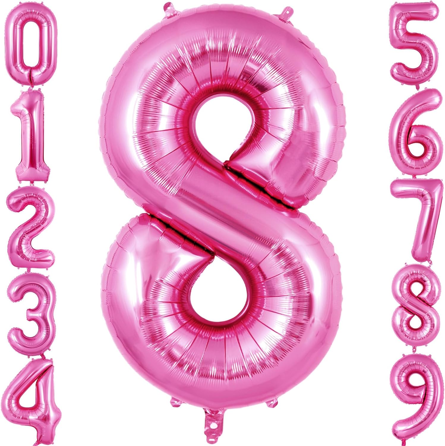 Pink Number 8 Balloon 40 Inch, Big Large Foil Helium Hot