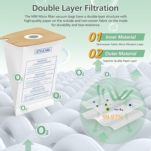 Miniatura 3 de 30 paquetes de bolsas para aspiradora estilo MM compatibles con aspiradoras de recipiente Eureka Style MM Eureka Mighty Mite 3670 y 3680, reemplazan