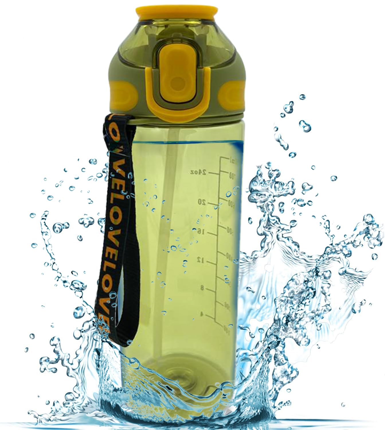 Smart Design Sip on Ergonomic Clear 800ml Water Bottle - Leakproof, BPA-free, Carry / Hook on Clip, Lock Mechanism, Gym, Home, Office, Sports Drink, Juices, Drinks, Outdoor, Biking, Hiking, Camping