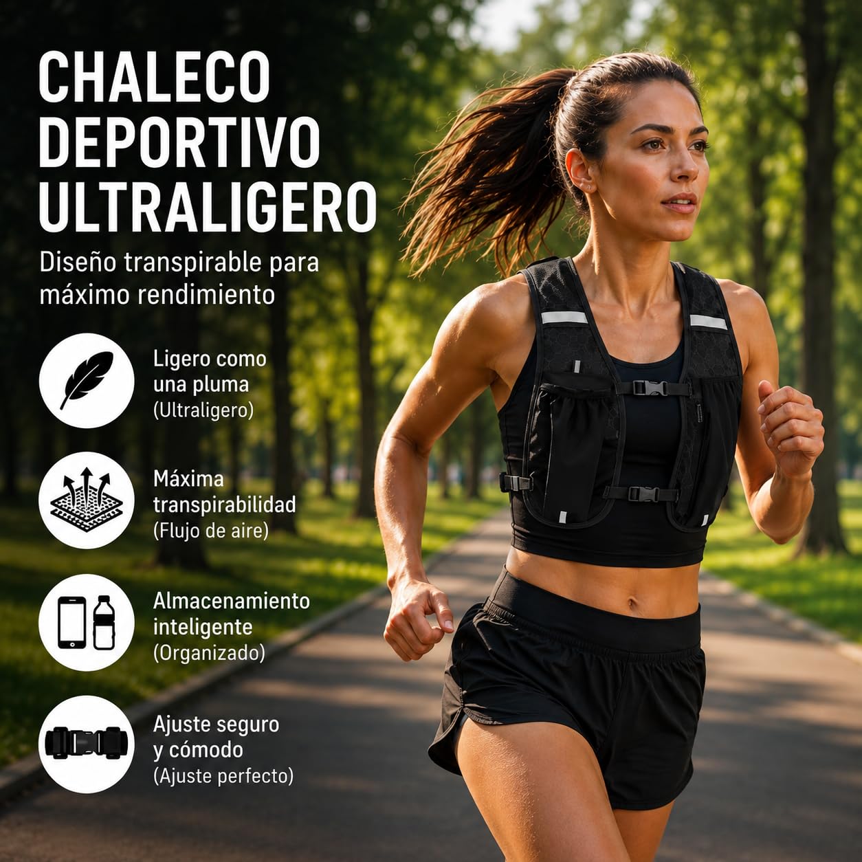 Chaleco Running Hombre Mujer con Botella 250 ml, Chaleco Hidratación Trail Running Ultraligero, Mochila Running Transpirable con Bolsillo para Móvil y Ajuste Reflectante para Correr