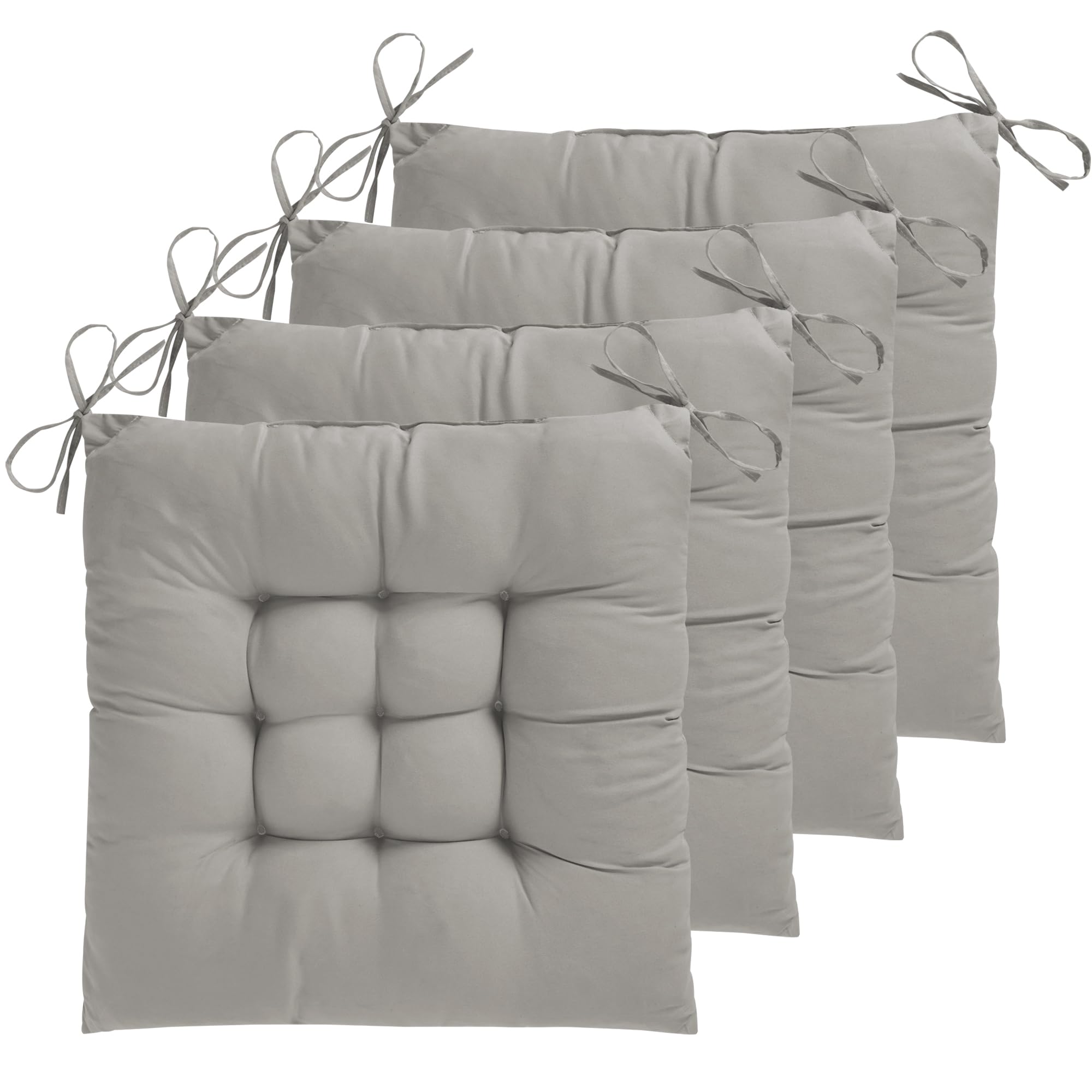 Photo 1 of ELFJOY 4 Pack Chair Cushions 17x17 inch Seat Cushions with Ties, Grey