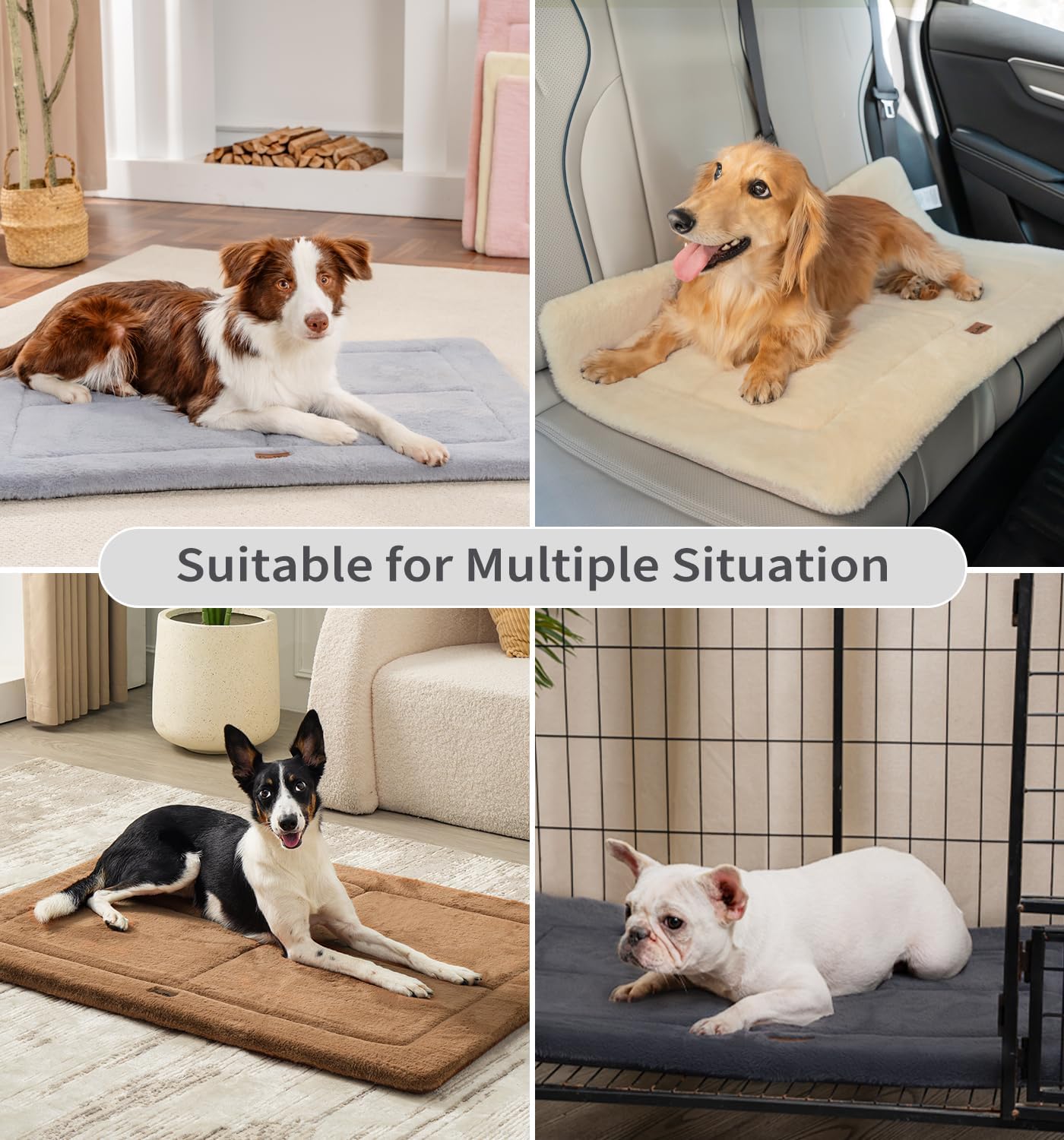 MADE 4 PETS Dog Crate Pad Bed for Small Dogs, Washable & Reversible, Anti-Slip Kennel Mat for Cozy Sleeping, Soft Fluffy Dog Bed for Indoor & Outdoor Use, 24"x18", Dark Gray