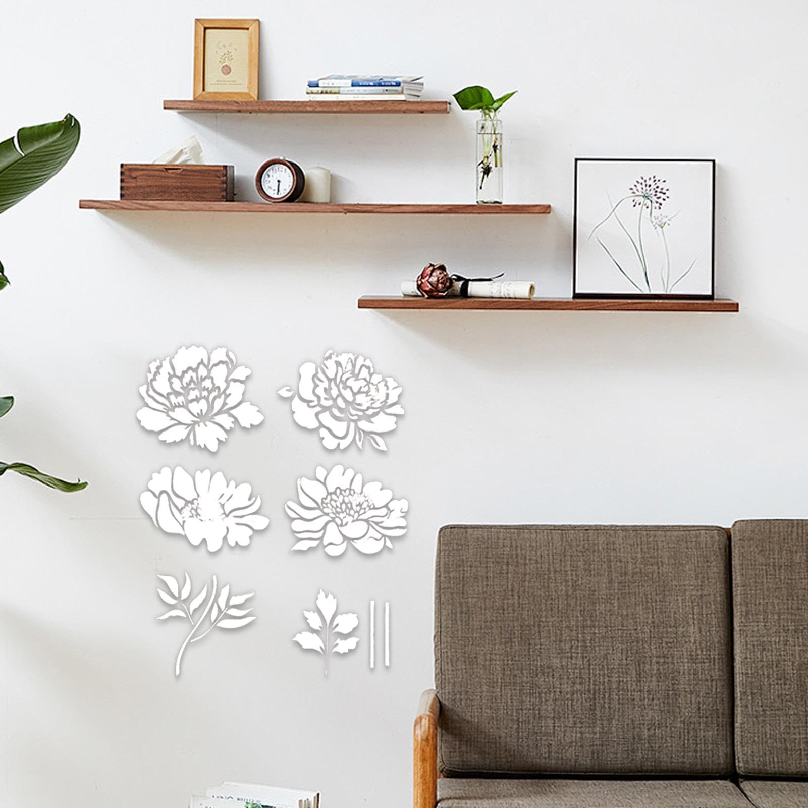 Amazon.co.jp: ペイント用の花のステンシル、花柄のステンシル、木に