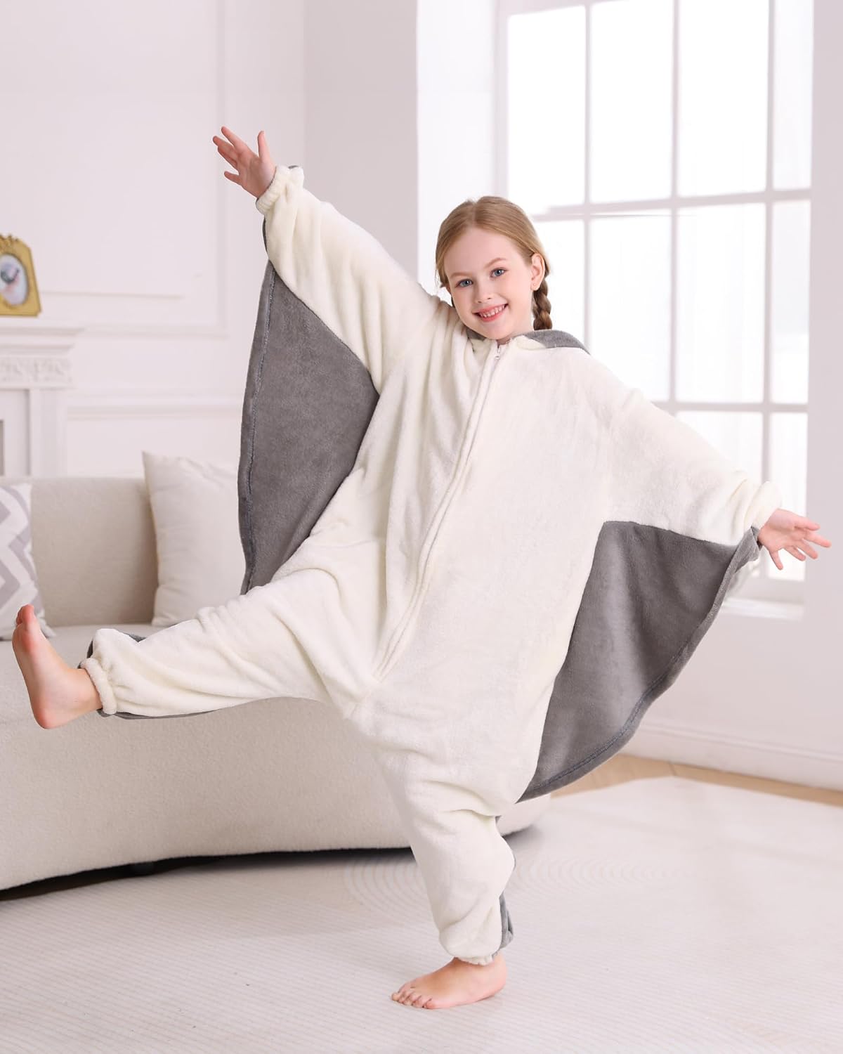 DELEY Flying Squirrel Onesie Kids Halloween One Piece Animal Pajamas 4-13 Y