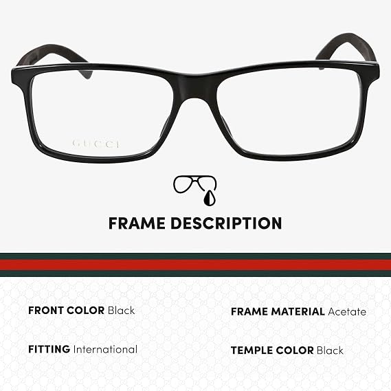 Gucci GG0424O Designer Fashion Eyeglasses Stylish Classic Rectangular Frame Eyewear with Luxury eSHADES Kit - Embrace Sophistication and Elegance