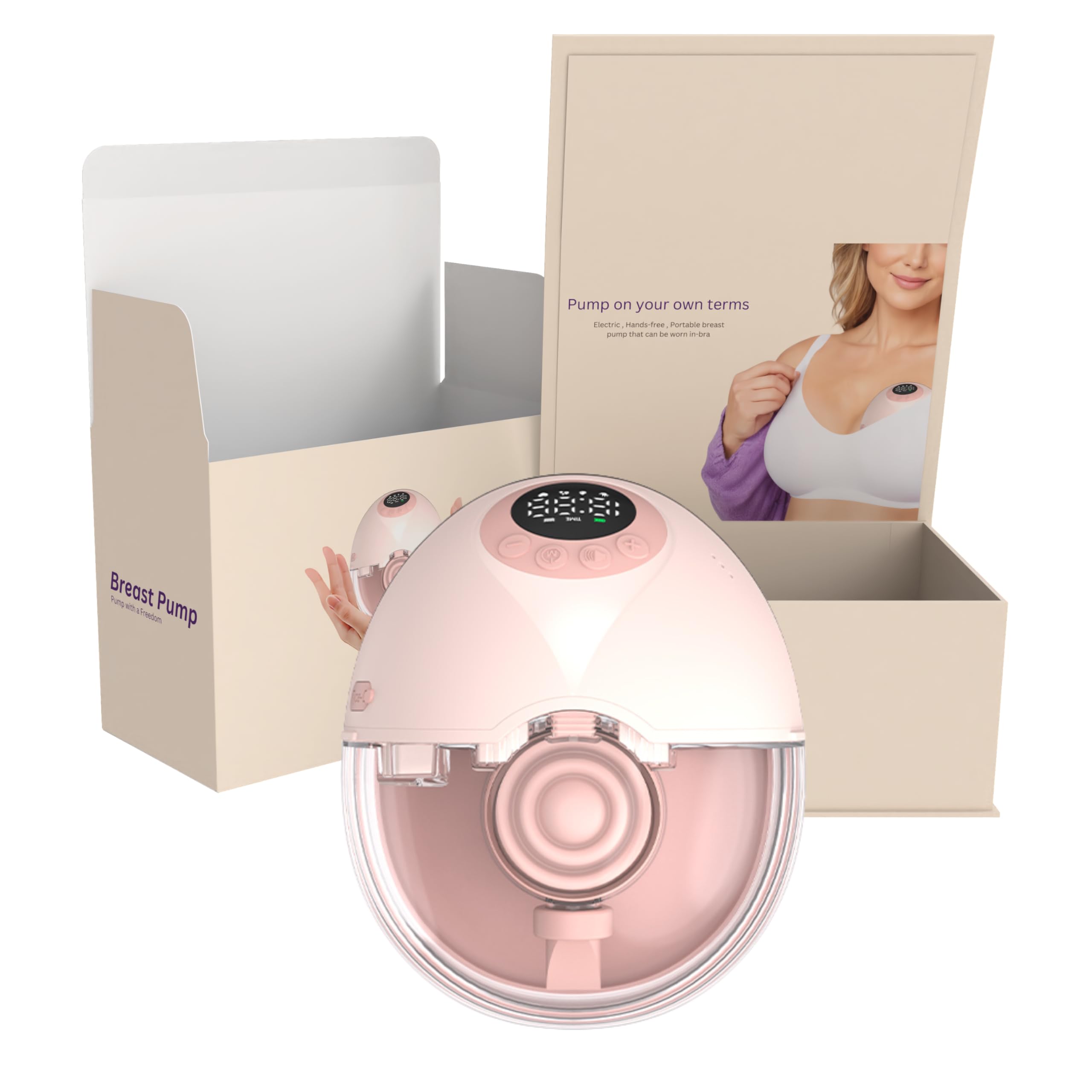 Hand Free Brestfeeding/Pump 4 Modes 12 Levels, Hospital Grade Breast Pump, Portable Breast Pump Hands Free Without Breast Enhancement Cream,Wipes.