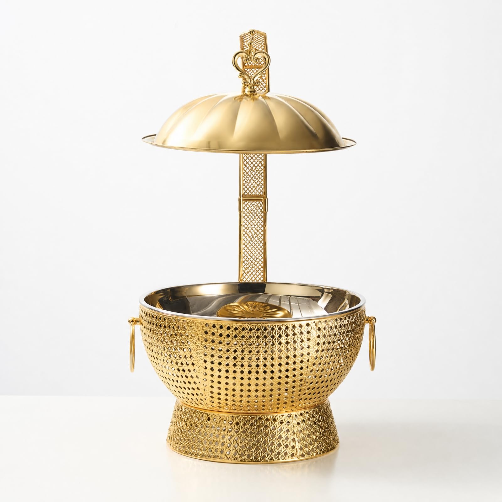kowaku Chafing Dish Acero Inoxidable Erguido Plato Calentador con Base corativo Bufera para es, Reuniones Familiares, Oro