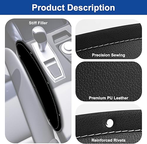 Miniatura 5 de Paquete de 2 organizadores de espacio para asiento de automóvil, caja de almacenamiento de piel sintética para llaves, monedas, teléfono, diseño