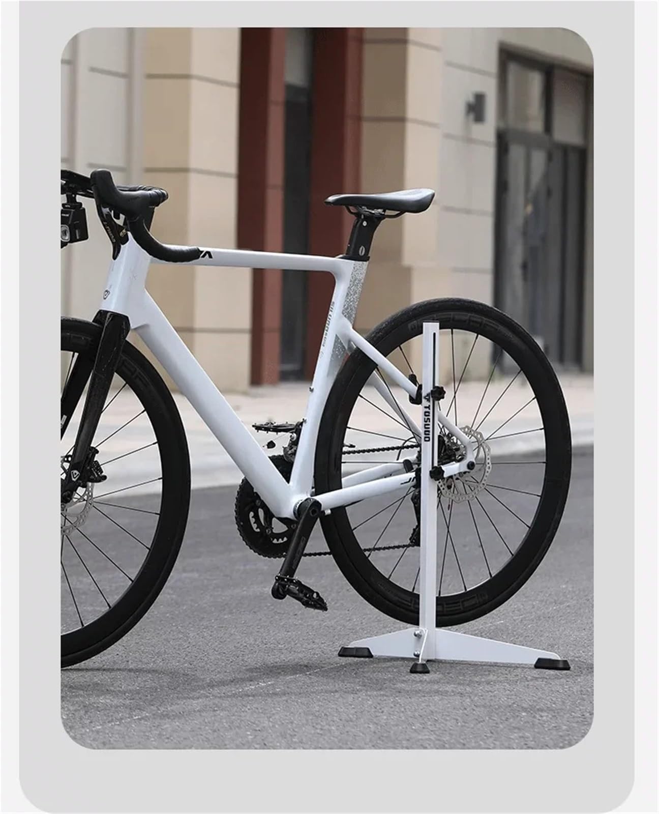 Portabiciclette Rastrelliera da parcheggio verticale triangolare | Espositore for rack di manutenzione for ceppo d'albero pieghevole for bici da strada telescopica for mountain bike