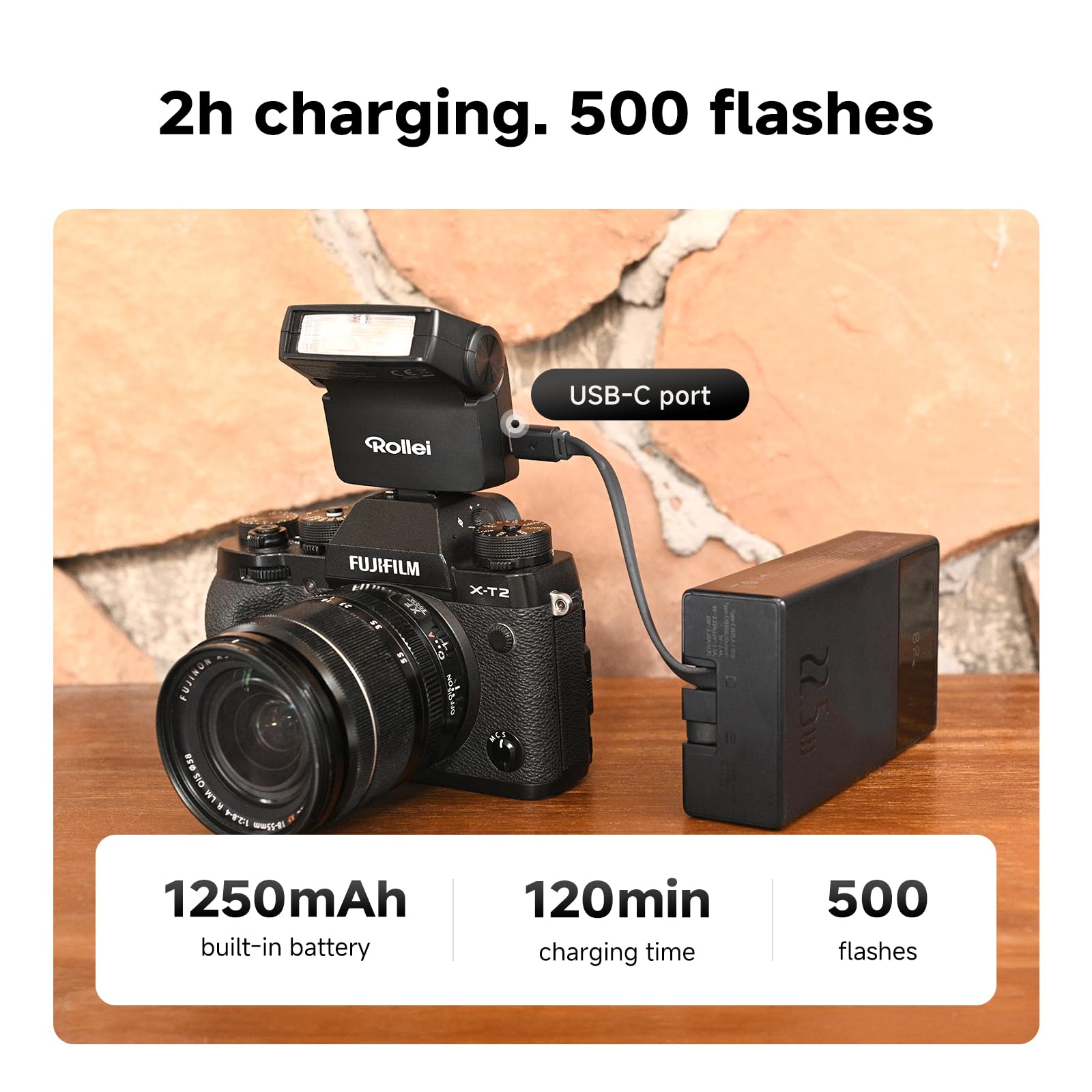 Rollei Flashy ONE Mini lampa błyskowa do aparatu fotograficznego GN 16 z wyświetlaczem LCD Czas ładowania 0,01~2,5 s, uniwersalna lampa błyskowa do aparatów fotograficznych