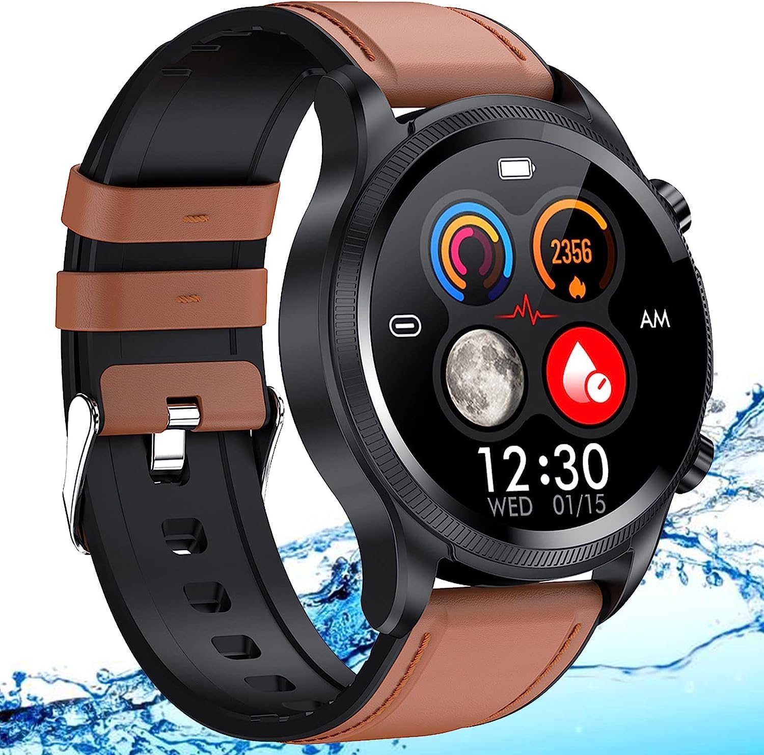Hcosmy Smartwatch, Waterproof Ipx68 Smart Watch, Non Invasive Blood Glucose Smart Watch, Blood Sugar Monitor Watch, Glucose Monitor Smartwatch (D)