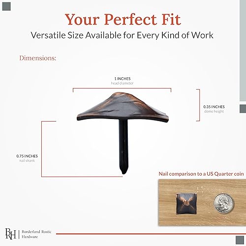 Miniatura 5 de Paquete de 25 clavos cuadrados de 1 pulgada de clavos decorativos de bronce aceitado, cierres de persiana ornamentales, tachuelas de uñas