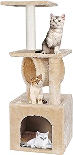 Epetlover 36 Inches Cat Activity Tree Tower Cat House Furniture with Condos Platform Tunnel Scratching Posts for Kittens Multi-Level