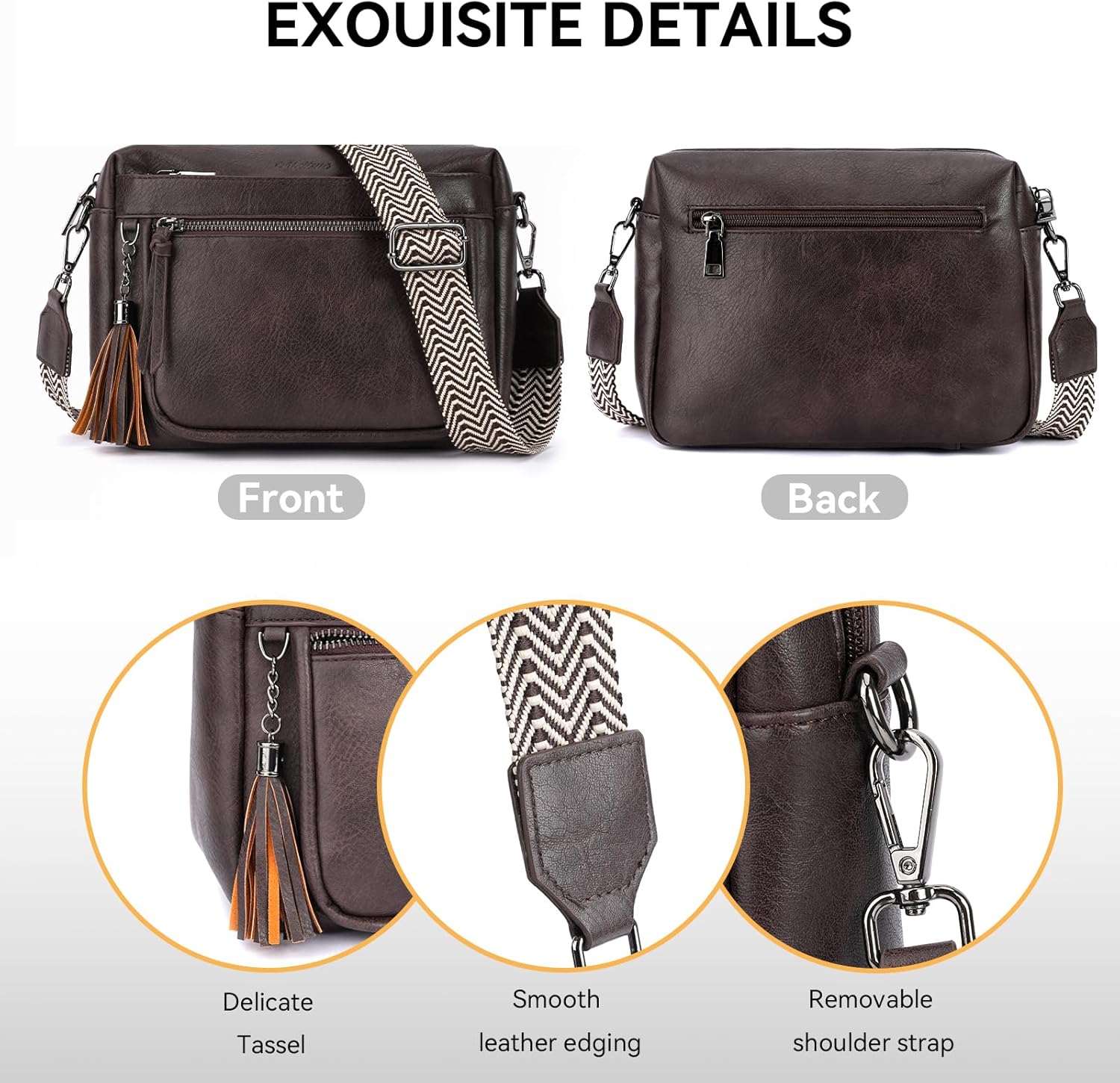 MEITRUE Crossbody Bags for Women, Vegan Leather Crossbody Purse Trendy Multi Pockets Shoulder Handbag with Tassel - Image 5