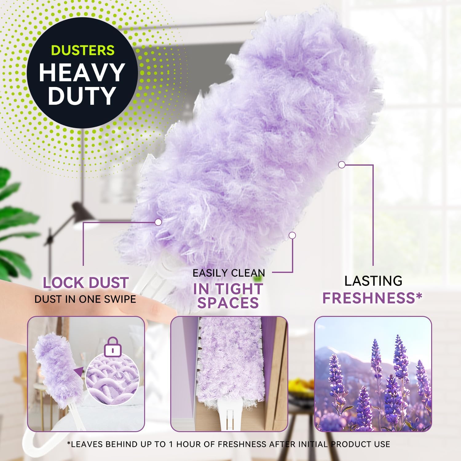 40 Count Duster Refills for Swiffer & Swifthoughts, Multi-Surface Dusting Refills, Disposable 360° Heavy Duty Cleaning Refills for Quick Household Cleaning
