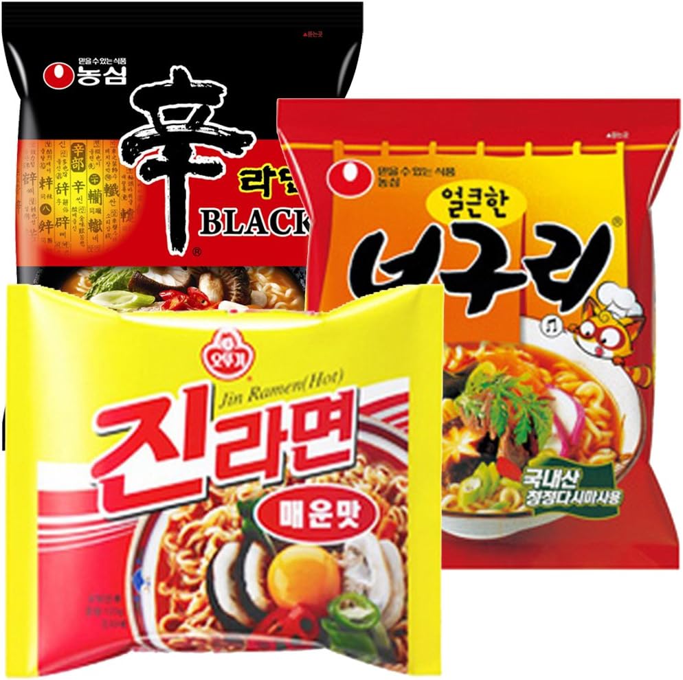 Nongshim and Ottogi Ramyun 6 Pack Special Combo 15 (2pc of Shin Ramyun Black, 2pc of Noguri, and 2pc of Jin Ramen Hot) Total 6 Pc