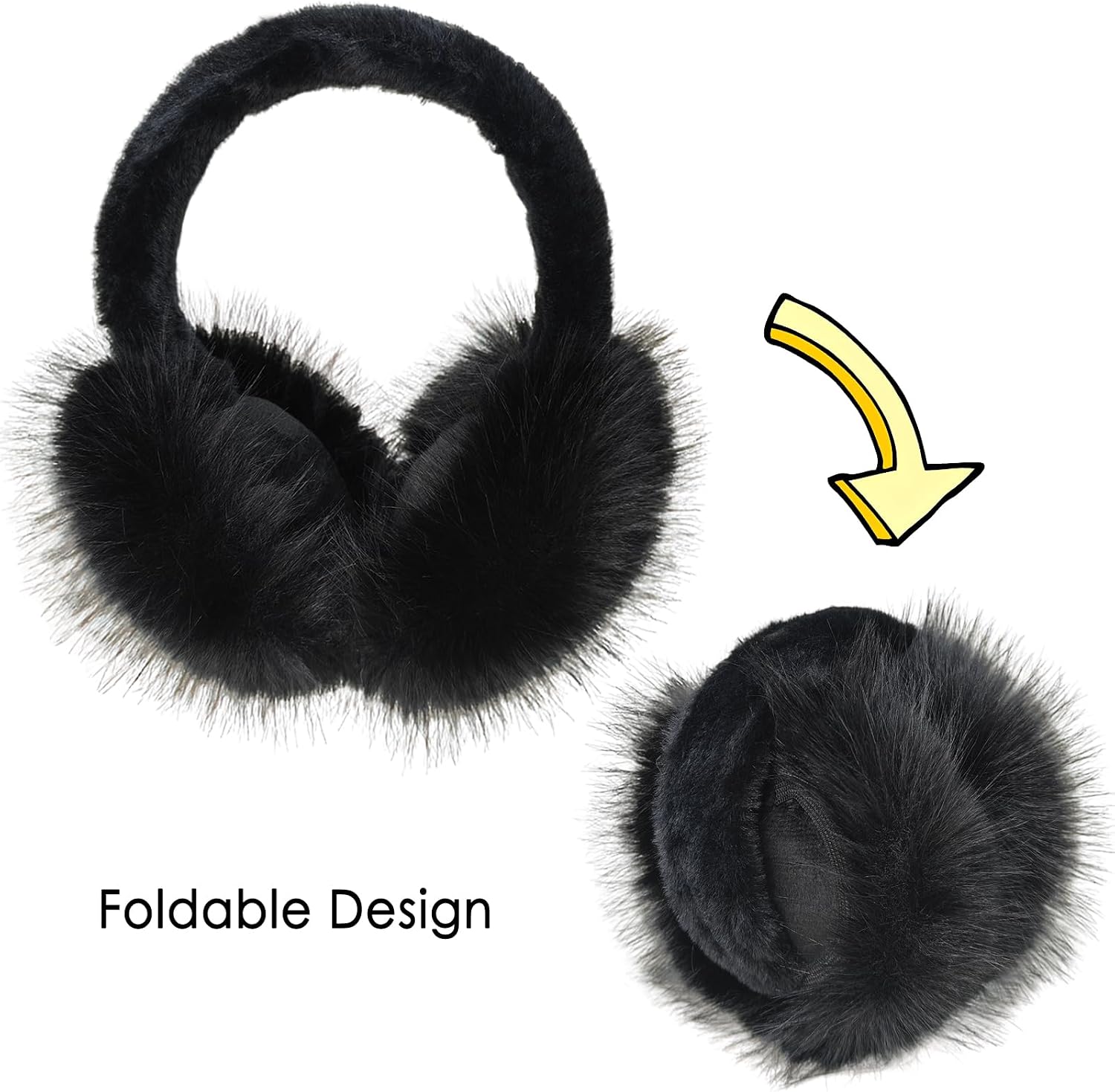 3pcs Women's Fluffy Ear Muffs, Trendy Foldable Faux Fur Earmuffs Earwamers Cover for Winter