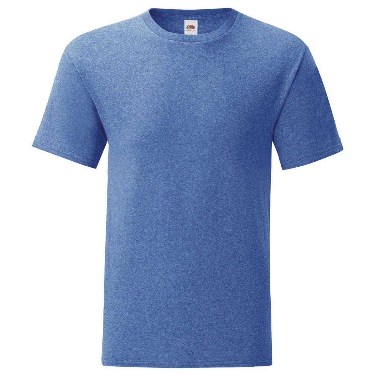 Fruit of the Loom iconic T-shirt, sizes S - 5XL, Retro Royal Blue Mottled, XXL