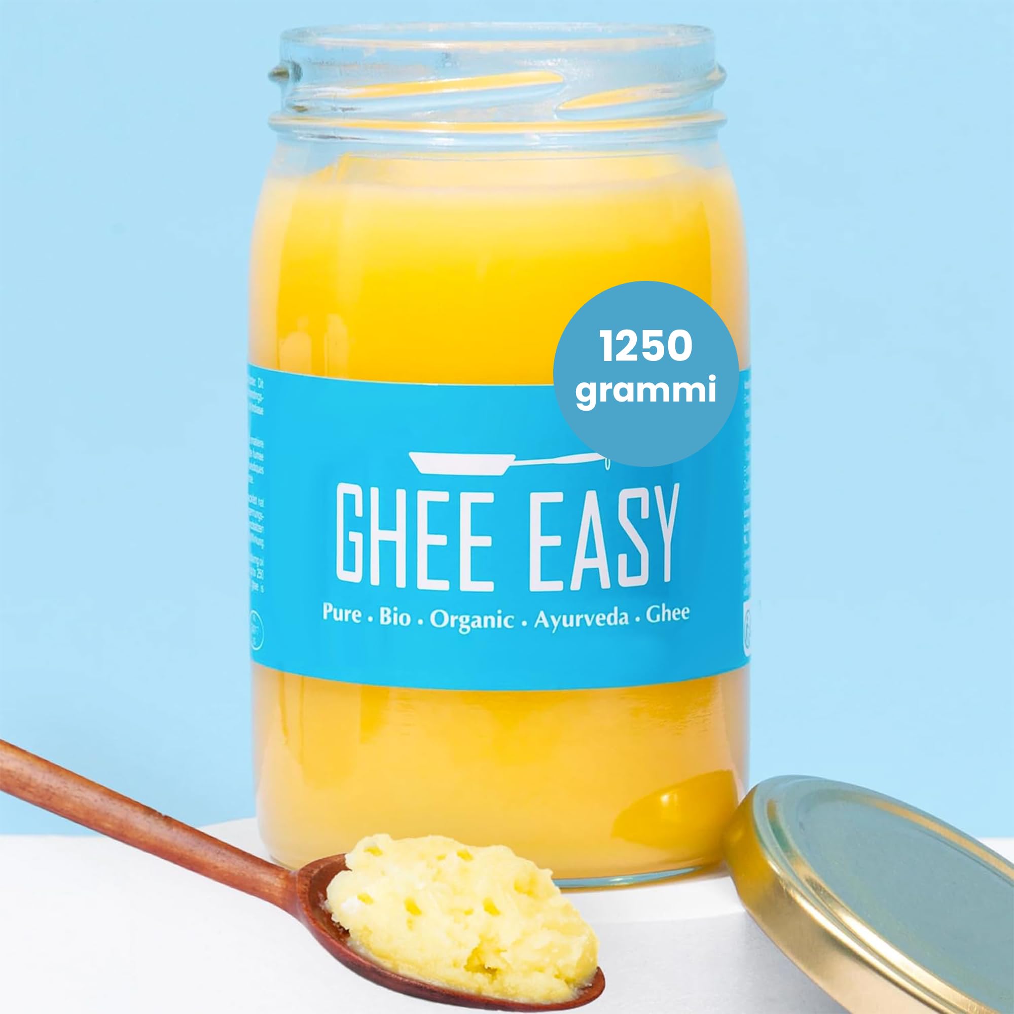 Ghee Easy Ghee Biologico 1250g - Burro Chiarificato Altamente Puro per Cottura e Friggere - 100% Biologico e Organico - Perfetto per la Dieta KETO - Senza Lattosio e Senza Glutine - Ayurveda