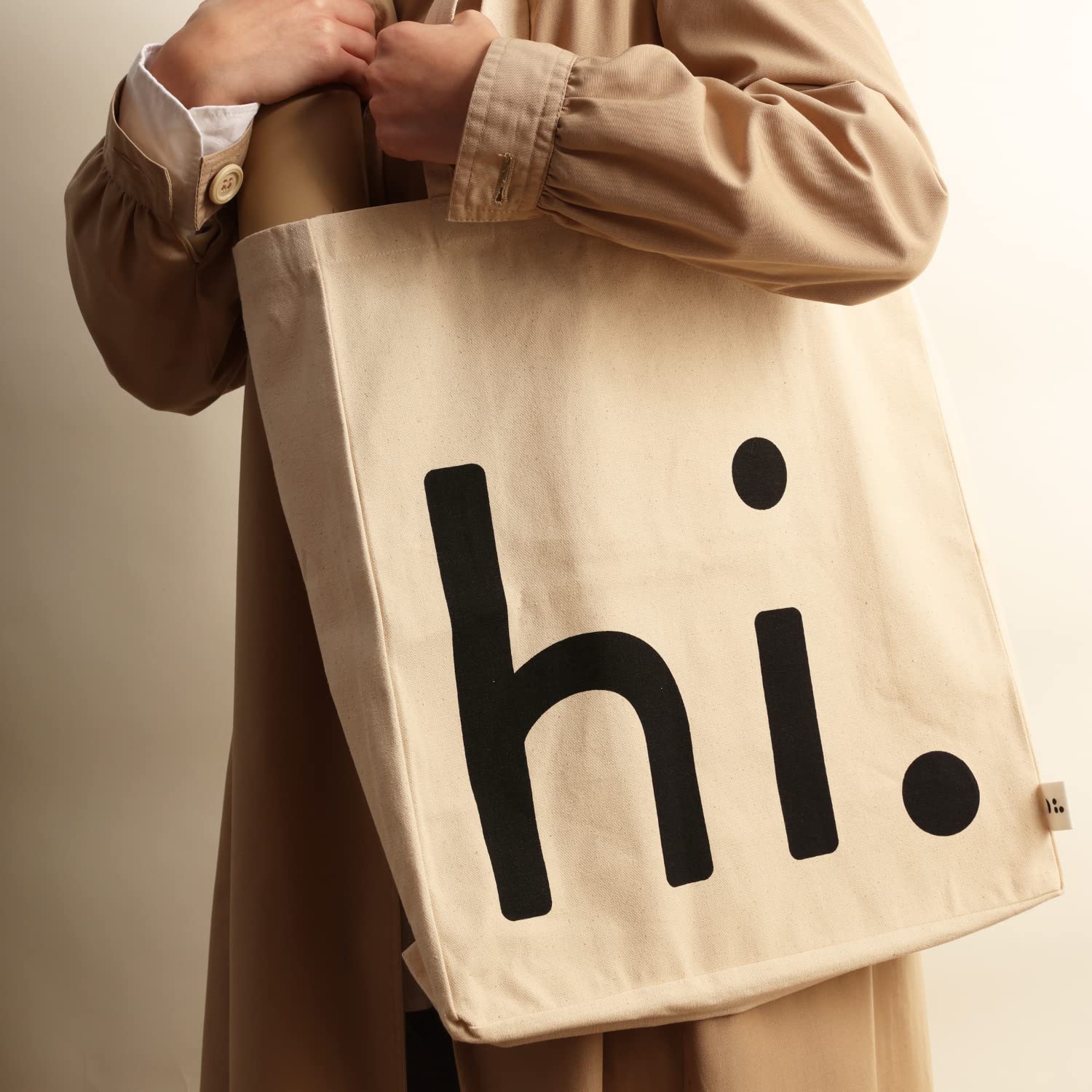 Design Letters Borsa donna | Borsa Shopper Cotone manici lunghi | Sacchetto di iuta | Borsa Tote |sacchetto regalo certificato Oeko-Tex | Borsa in Tessuto | Sacchetto di Cotone 44x42 | Tote Bag Canvas
