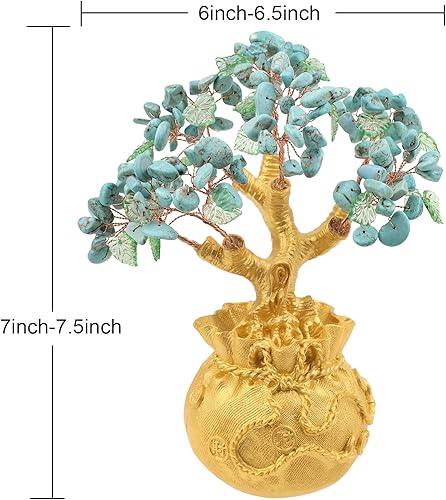 Miniatura 3 de rockcloud Árbol de dinero de cristal con bolsa de dinero dorada, decoración del gabinete Feng Shui para la riqueza y la suerte Bonsai Home Office