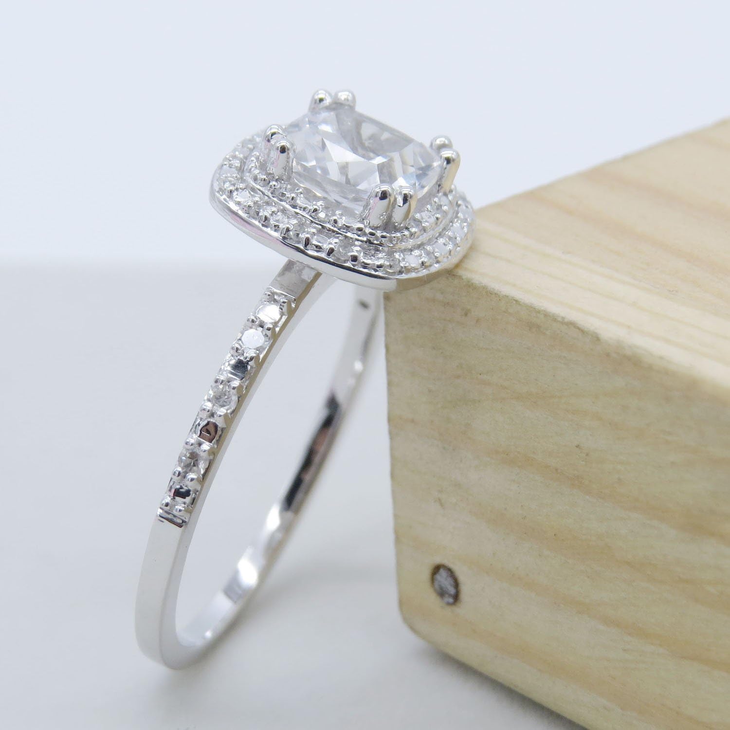 Dazzlingrock Collection 6mm Cushion Lab Created Gemstone & Round Diamond Women Engagement Ring, 10K Solid White Gold