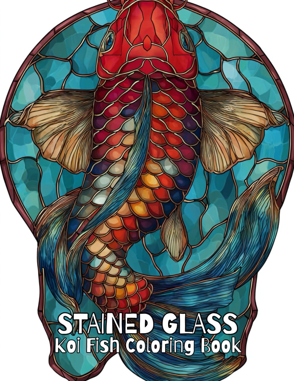 Koi Fish Coloring Book For Adults: Beautiful Illustrations Of Stained Glass Koi Fishes