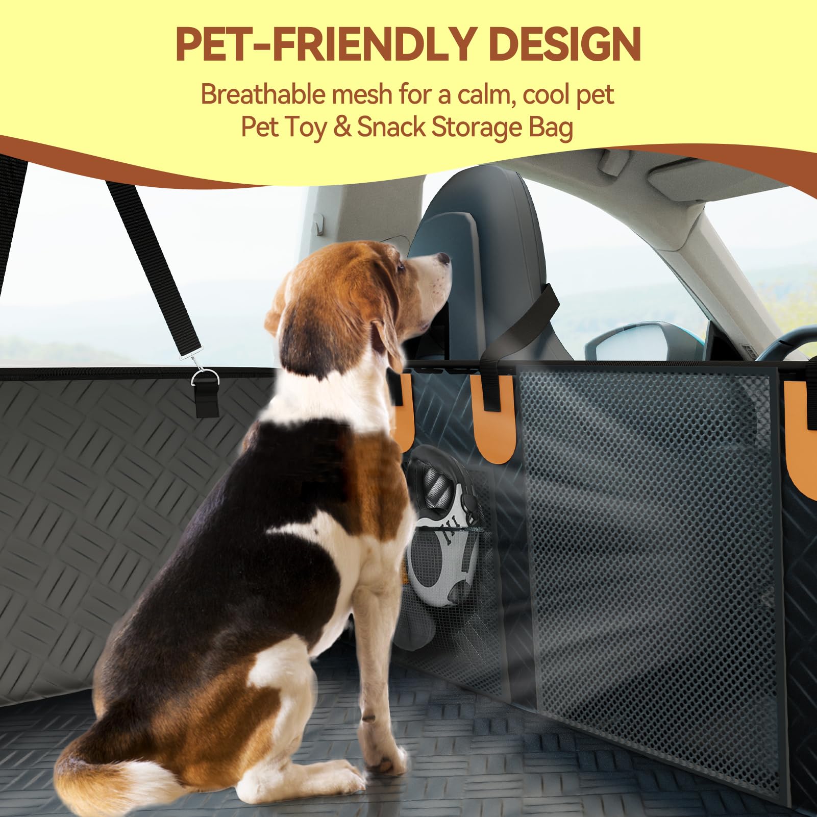 Dog Car Seat Cover for Back Seat, Hard Bottom Car Seat Cover for Dogs, Waterproof Non-Slip Foldable Back Seat Extender for Dog, Dogs Hammock Cargo Liner for Car SUV Truck, Black L - image 6