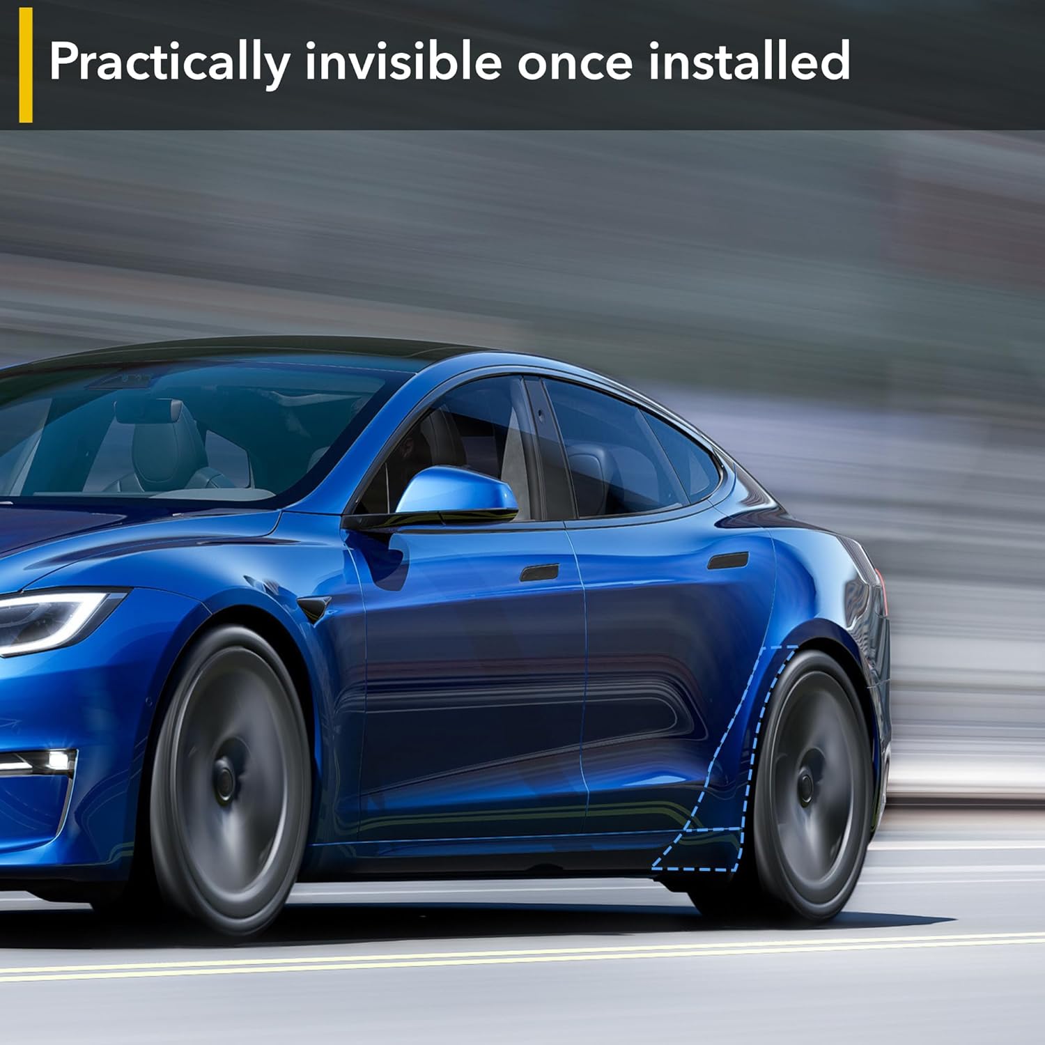 TWRAPS Rear Fenders & Partial Rockers PPF for Tesla Model S 2021-2026 Refresh Plaid & Long Range, 8mil Large, Self Healing 8mil Paint Protection Film Shield, High Impact Area Precut Kit Accessories