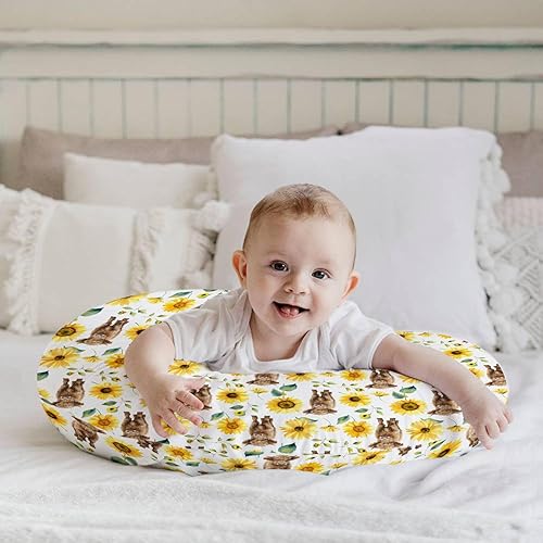 Miniatura 4 de HawSkgFub Highland - Funda de almohada de lactancia con diseño de girasol y vaca para bebé, diseño de animales de granja occidental, Yak floral,