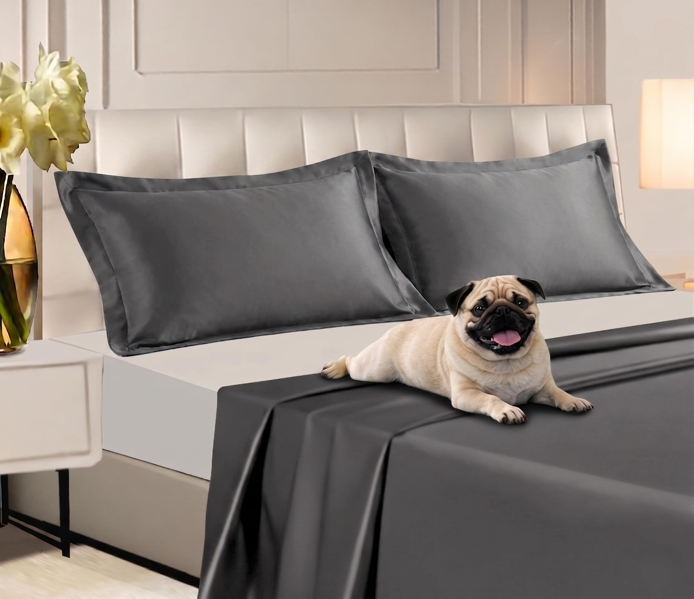 Zruva Luxury Cooling Bamboo Pillowcases, Anti-Frizz, Ultra-Soft, Reduces Night Sweats